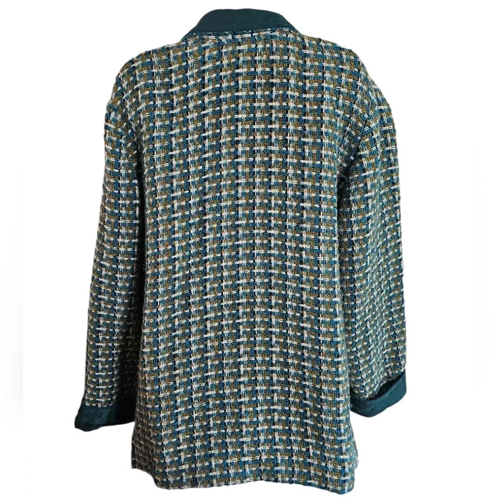 Boyne Valley Weavers Womens L Wool Tweed Jacket Green Celtic Ireland Cottage VTG - Picture 3 of 7